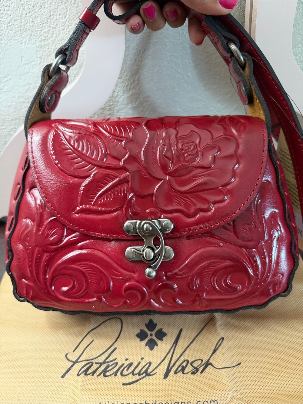 Patricia Nash Lucia Bryrd Floral Embossed Leather Crossbody Bag ❤️❤️ - Picture 5 of 15